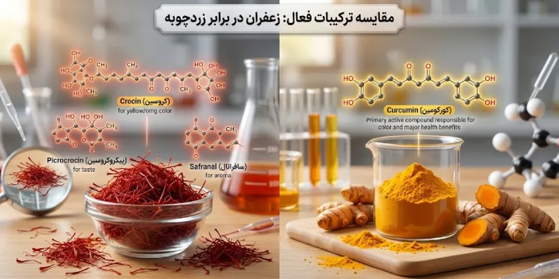 تفاوت ترکیبات فعال زعفران و زردچوبه